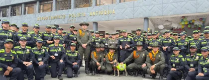 Imagen de  Bizcocho sobrevivió al maltrato y hoy fue recibido por su nueva familia: la Policía de Antioquia